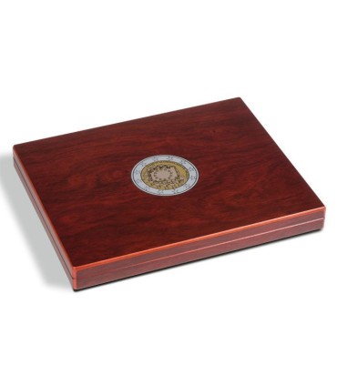 Coffret Leuchtturm Drapeau - Elégant coffret façon acajou pour classer toutes les 23 pièces de 2 euros commémoratives

	en cap