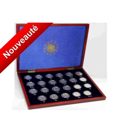 Coffret des 23 pièces drapeau 2015 - 	Description:

	Coffret réunissant l'ensemble des 23 pièces de 2€ commémoratives sur le t