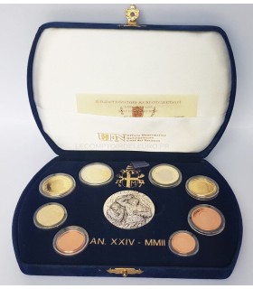 BE VATICAN 2002 - Coffret officiel BE 2002 (lancement de l'Euro) 'Ioannes Paulus II'
 
Description:
8 pièces (1 cent à 2 euro) +