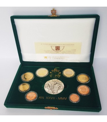 BE VATICAN 2005 - BE Vatican 2005

 

Description:

 Coffret Officiel BE 2005 de JEAN PAUL II contenant 8 pieces du 1c au 2 euro
