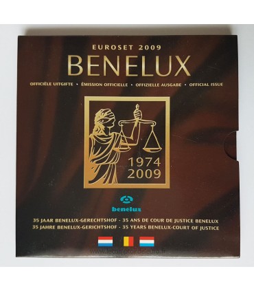 BU BENELUX 2009 - 3 séries complètes millésimées 2009 de 1 cent à 2 euro des Pays-Bas, de la Belgique et du Luxembourg ainsi qu'