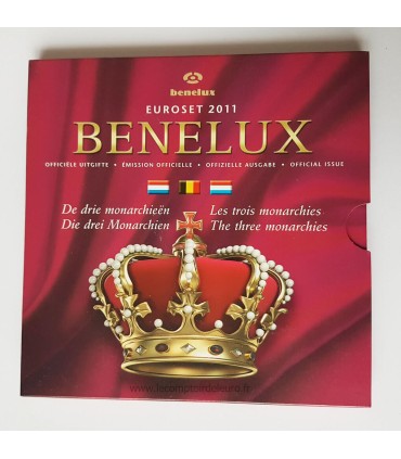 BU BENELUX 2011 - 3 séries complètes millésimées 2011 de 1 cent à 2 euro des Pays-Bas, de la Belgique et du Luxembourg ainsi qu'
