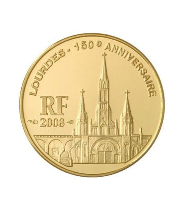 10 Euro or lourdes 2008 - Lourdes - 10 € Or 1/4 oz BE 2008

Auteur: Atelier de Gravure

Poids: 8,45 g  0.30 oz

Diamètre: 22 mm 