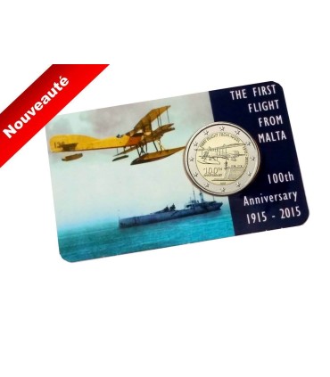 Coincard 2 euro Malte 2015 - 
	Thème:  Coincard  2 € commémorative Malte 2015 sur le  100ème Anniversaire du 1er Vol de Malte 
	