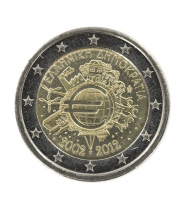 2 Euro Grèce 2012-10 ans de l'euro -  
Thème: 2 € commémorative 10 Ans de l'Euro Grèce 2012.
 
 Tirage : 1 000 000 exemplaires
 