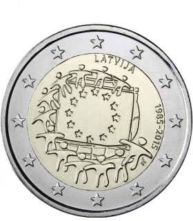 2 Euro Lettonie 2015 Drapeau