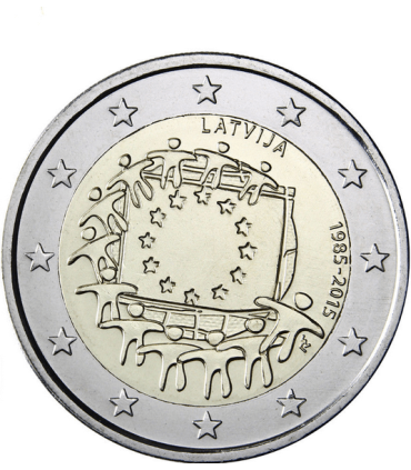2 Euro Lettonie 2015 Drapeau