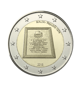2 Euro Malte 2015 -Republique 1974