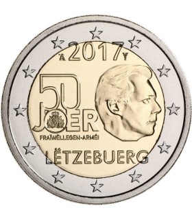 2 Euro Luxembourg 2017 Service Militaire - Thème : 50 eme anniversaire du service militaire volontaire
 Tirage : 313 500 exempla