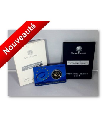 2 Euro BE Andorre 2014 - 2 € commémorative BE Andorre 2014 en Coincard officielle  Belle Epreuve sur le thème du  20ème Annivers