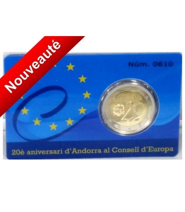 2 Euro BE Andorre 2014 - 2 € commémorative BE Andorre 2014 en Coincard officielle  Belle Epreuve sur le thème du  20ème Annivers