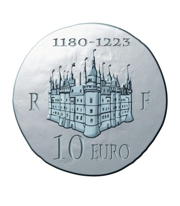 10 Euro 2012 Philippe Auguste - Description :
 
Face : un portrait de Philippe II Auguste avec sa couronne
ainsi que son nom écr
