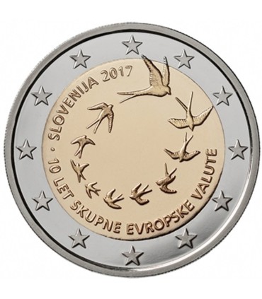 2 Euro Slovénie 2017 10E Anniversaire de L'Euro - 2 Euro commémorative Slovénie 2017 -  10 ans de l'Euro en Slovenie
Descriptio