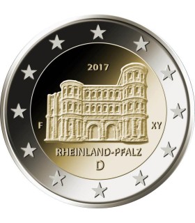 2 Euro Allemagne 2017 Porta Nigra - 2 Euro commémorative Allemagne 2017. La marque d'atelier est représentée dans la partie gauc