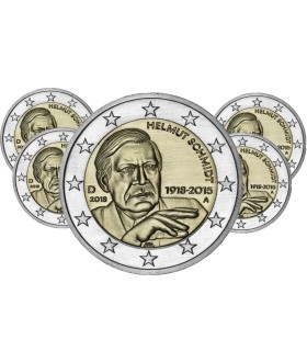 5 x 2 euro Allemagne 2018 100 e anniversaire de la naissance d'Helmut Schmidt