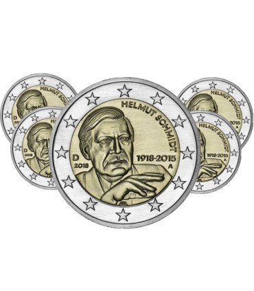 5 x 2 euro Allemagne 2018 100 e anniversaire de la naissance d'Helmut Schmidt