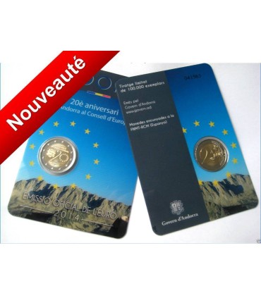 2 euro Andorre 2014 - 2 € commémorative Andorre 2014 en Coincard officielle  Brillant universel sur le thème du  20ème Anniversa