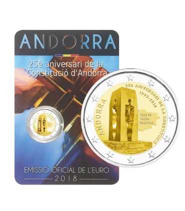 2 Euro Andorre 2018 25e  anniversaire de la Constitution de la Principauté d’Andorre