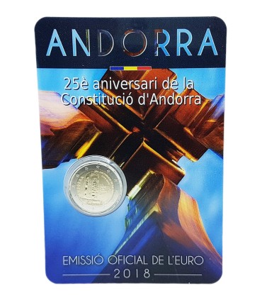 2 Euro Andorre 2018 25e  anniversaire de la Constitution de la Principauté d’Andorre