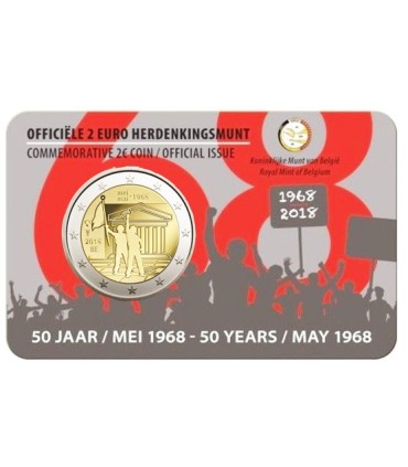 Coincard Flamande 2 Euro Belgique 2018 50e anniversaire de mai 1968