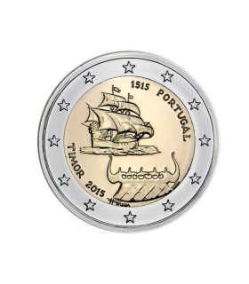 2 Euros Portugal 2015 - Echange avec le Timor - Cette deuxième pièce commémorative de l'année 2015  représente un navire du XVIe