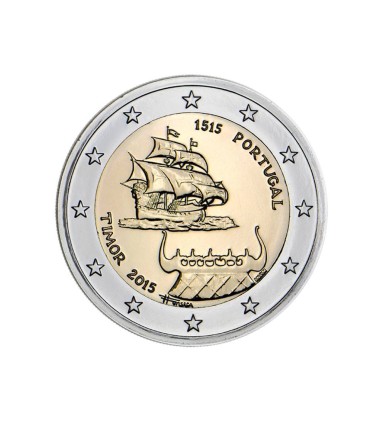 2 Euros Portugal 2015 - Echange avec le Timor - Cette deuxième pièce commémorative de l'année 2015  représente un navire du XVIe