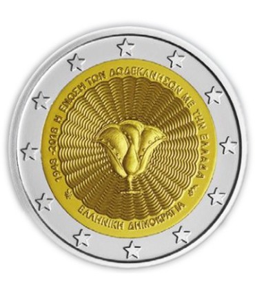 2 Euro Grèce 2018  70 ans de l'union des îles Dodécanese