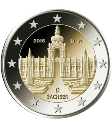 2 Euros Allemagne 2016 Palais de Dresde - 2 € commémorative Allemagne 2016 représentant  Palais Zwinger de Dresde. Sous le monum