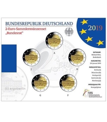 5 x 2 euro BU Allemagne 2019 70 ans du Bundesrat