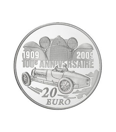 20 Euros Ettore BUGATTI - ARG Piéfort BE 2009 - Auteur: Atelier de Gravure
Poids: 44,4 gr  1,55 oz
Diamètre: 37 mm  1,46 inch
Ti