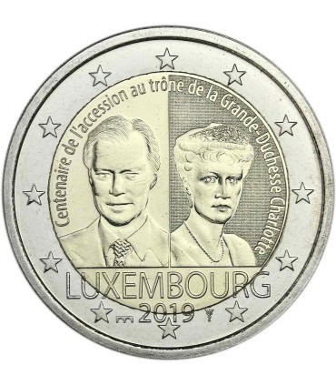 Coincard 2 Euro Luxembourg 2019 100e anniversaire de l’accession au trône de la Grande-Duchesse Charlotte.