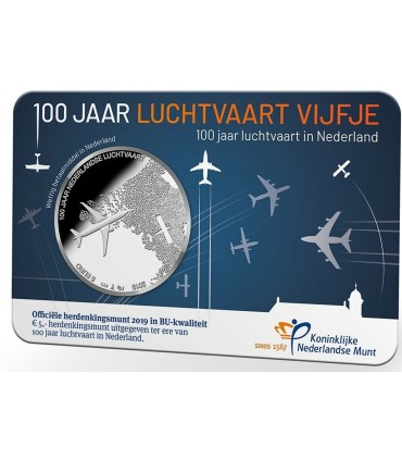 5 euro Pays Bas 2019 - 100 ans Aviation dans les Pays-Bas