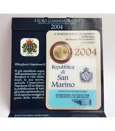 2 EURO SAINT MARIN 2004 Borghesi -  2€  Saint Marin 2004 - Bartolomeo Borghesi -commémorative:
 
Dessin commémoratif : Bartolo