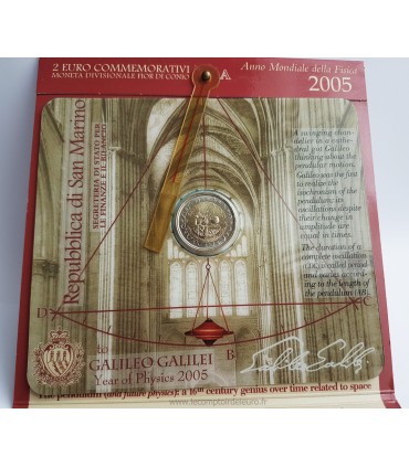 2 EURO SAINT MARIN 2005 Année de la Physique - Dessin commémoratif : 2005, année mondiale de la physique: 

 

Description du de