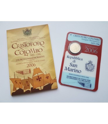 2 EURO SAINT MARIN 2006 Christophe Colomb - Saint Marin 2006 - 2 € - " Christophe Colomb "
 
Dessin commémoratif : 500e annive
