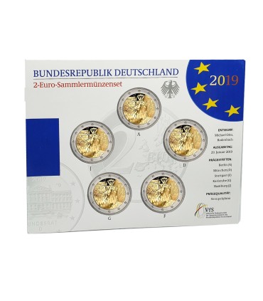 5 x 2 euro BU Allemagne 2019 Mur de Berlin