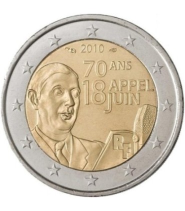 2 Euro FRANCE 2010 General De Gaulle - 
	Thème: 70 eme Anniversaire de l'Appel du 18 juin 1940Description : la 2 € Commémorative