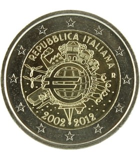 2 Euro "10 ans de l'euro " Italie 2012 -  
Thème: 2 € commémorative 10 Ans de l'Euro Italie 2012.
 
 Tirage : 20 000 000 exempla