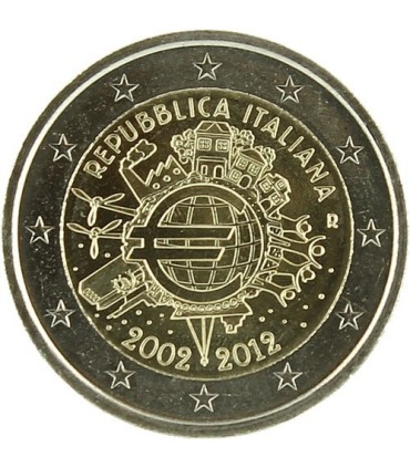 2 Euro "10 ans de l'euro " Italie 2012 -  
Thème: 2 € commémorative 10 Ans de l'Euro Italie 2012.
 
 Tirage : 20 000 000 exempla