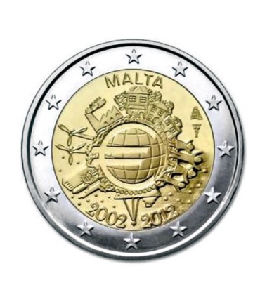2 Euro "10 ans de l'euro " Malte 2012 -  
Thème: 2 € commémorative 10 Ans de l'Euro Malte 2012.
 
 Tirage : 450 000 exemplair