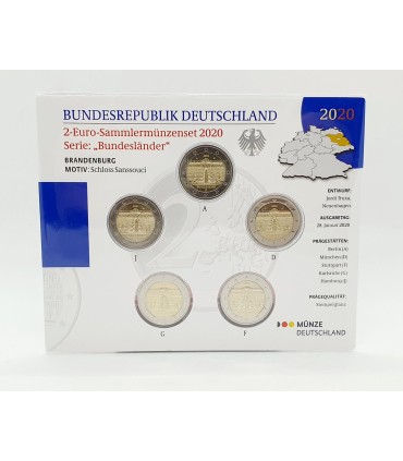 5 x 2 euro Brillant universel BU Allemagne 2020 - Palais de Sanssouci.