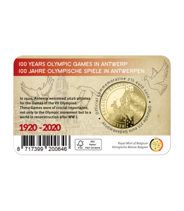 Coincard 2,50 Euro Belgique 2020 - Jeux Olympiques d'Anvers