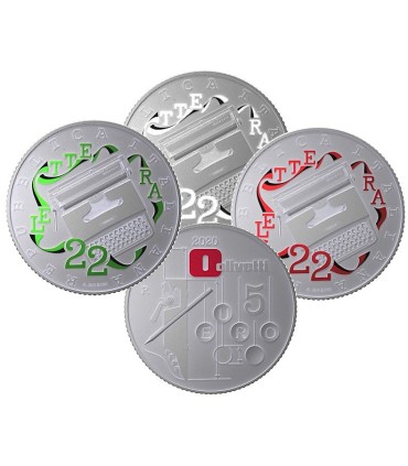 3 x 5 euro Italie 2020 - Excellence à l'italienne - Machine à écrire