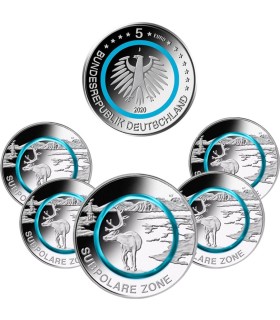 Lot de 5 x 5 Euro Allemagne 2020 - Zone Subpolaire