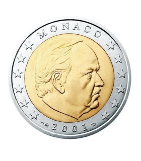 2 Euro MONACO 2001 Reinier - Description :
Dans la couronne, les douze étoiles de la Communauté européenne sont disposées par g