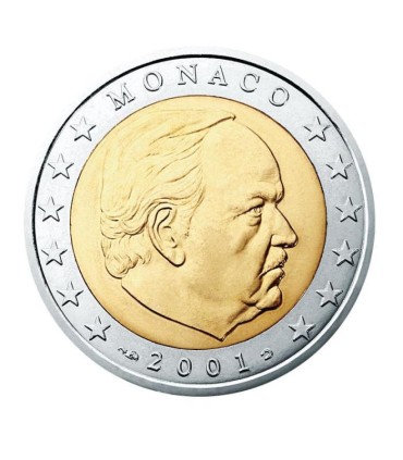 2 Euro MONACO 2001 Reinier - Description :
Dans la couronne, les douze étoiles de la Communauté européenne sont disposées par g