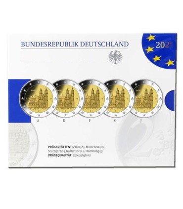 5 x 2 euro Allemagne 2021 Belle Epreuve BE - Cathédrale de Magdebourg