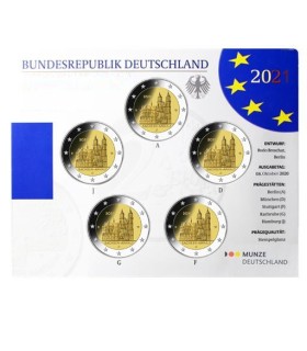 5 x 2 euro Allemagne 2021 Brillant Universel BU - Cathédrale de Magdebourg