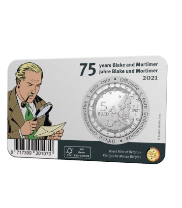 5 euro Belgique 2021 - 75 ans de Blake et Mortimer version Couleur