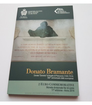 2 EURO SAINT MARIN 2014 Bramante - Coffret 2 Euro CC BU Saint-Marin 2014

Thème : Donato Bramante

Tirage:  110.000

Qualité:  B